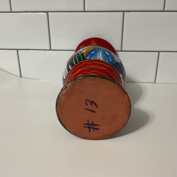 VTG Mexican Folk Art Pottery Storyteller Handmade Hand painted Vase - Picture 6 of 7